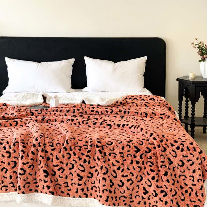 Leopard Jacquard Sherpa Throw Blanket - Orange - King - image 12