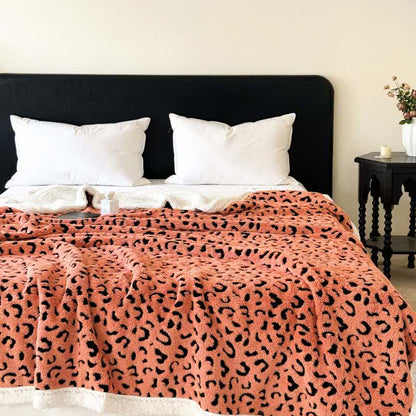 Leopard Jacquard Sherpa Throw Blanket - Orange - King - image 12