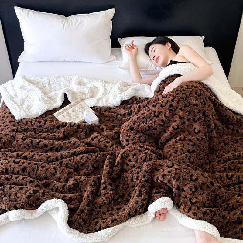 Leopard Jacquard Sherpa Throw Blanket - image 16