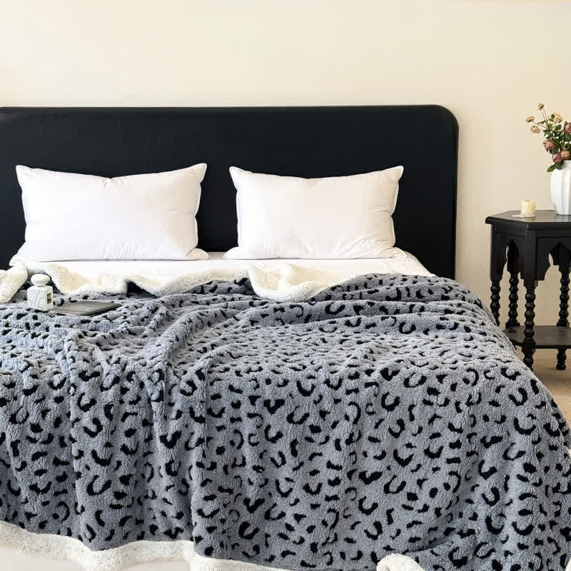 Leopard Jacquard Sherpa Throw Blanket - Grey - King - image 10