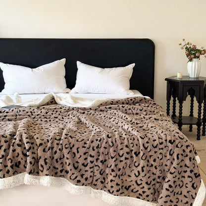 Leopard Jacquard Sherpa Throw Blanket - Camel - King - image 20
