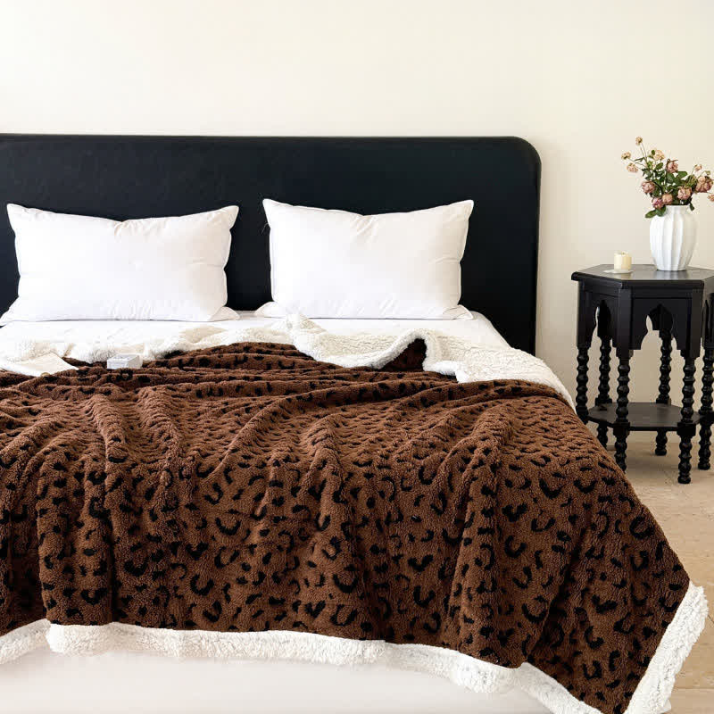 Leopard Jacquard Sherpa Throw Blanket - Coffee - King - image 14