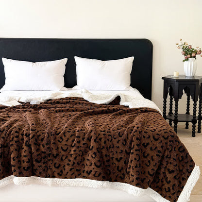 Leopard Jacquard Sherpa Throw Blanket - Coffee - King - image 14