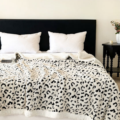 Leopard Jacquard Sherpa Throw Blanket - White - King - image 1