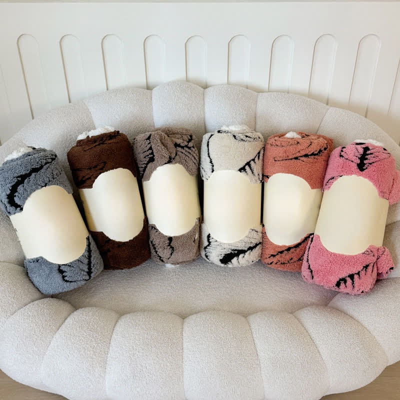 Large Leaf Jacquard Plush Blanket - image 2