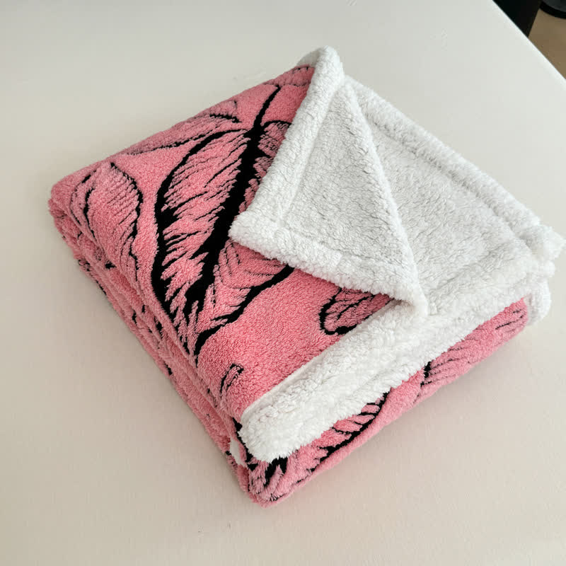 Large Leaf Jacquard Plush Blanket - image 10