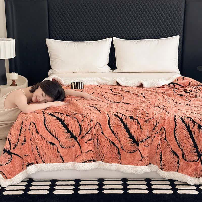 Large Leaf Jacquard Plush Blanket - image 16