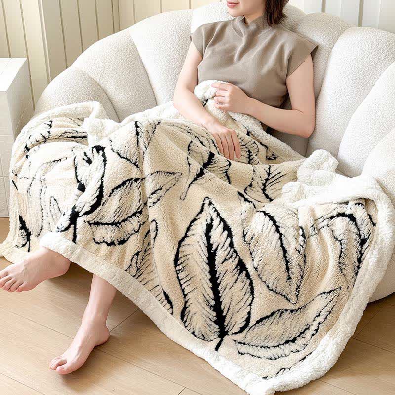 Large Leaf Jacquard Plush Blanket - image 7