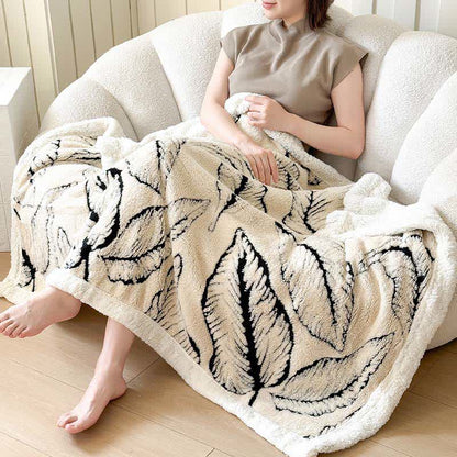 Large Leaf Jacquard Plush Blanket - image 7