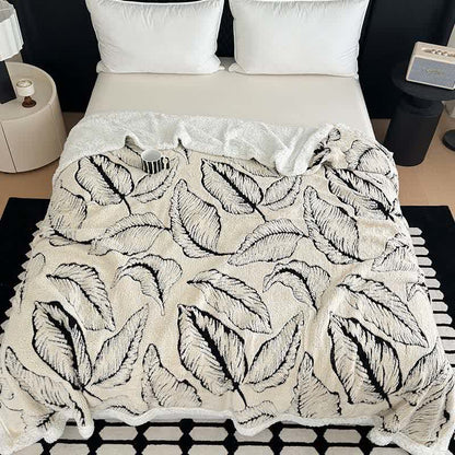 Large Leaf Jacquard Plush Blanket - image 3