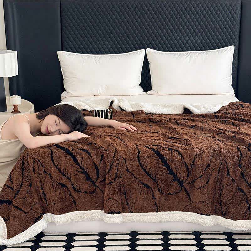 Large Leaf Jacquard Plush Blanket - image 14