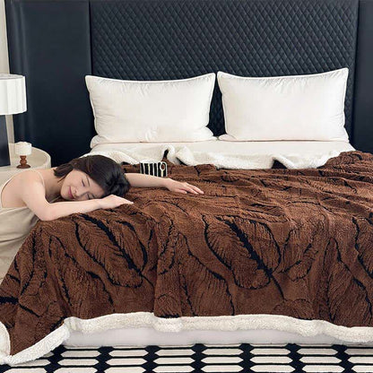 Large Leaf Jacquard Plush Blanket - image 14