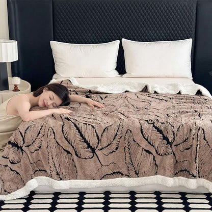 Large Leaf Jacquard Plush Blanket - image 19