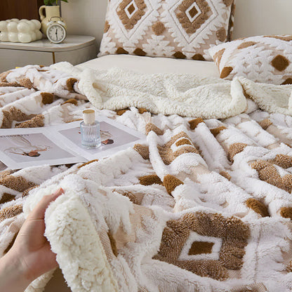 Bohemian Style Jacquard Sherpa Throw Blanket - image 5