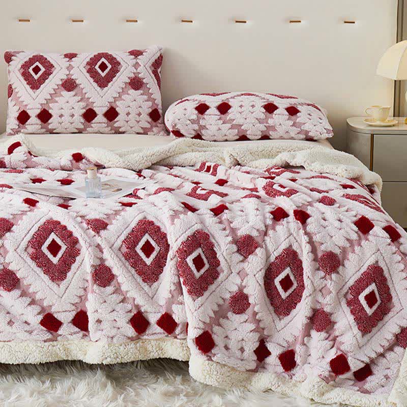 Bohemian Style Jacquard Sherpa Throw Blanket - Rose - King - image 10