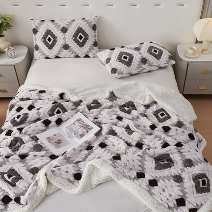 Bohemian Style Jacquard Sherpa Throw Blanket - image 9