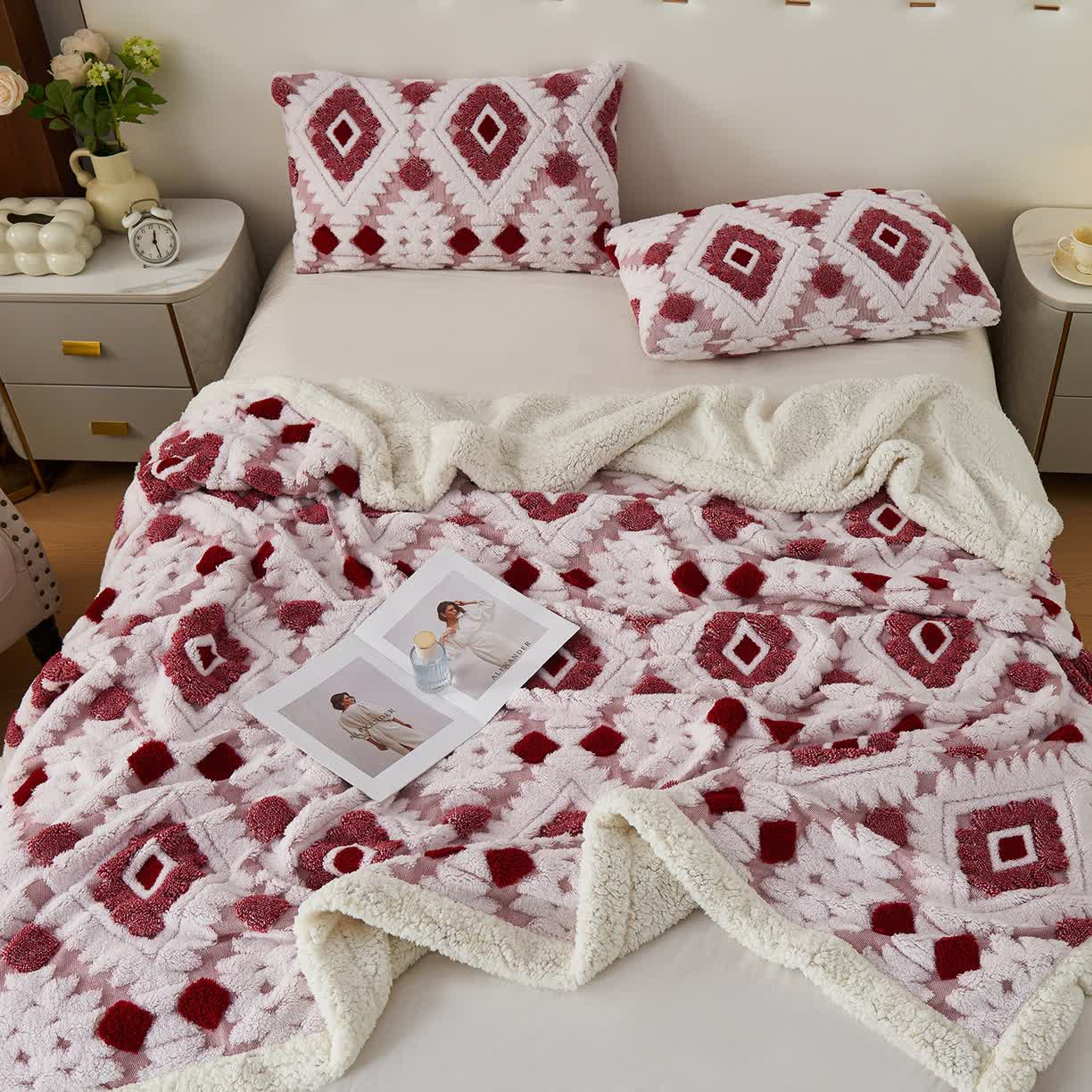 Bohemian Style Jacquard Sherpa Throw Blanket - image 11