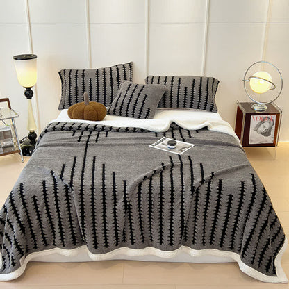 Geometric Print Jacquard Throw Blanket - Dark Grey - King - image 12