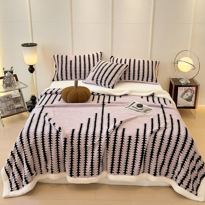 Geometric Print Jacquard Throw Blanket - Light Pink - King - image 24