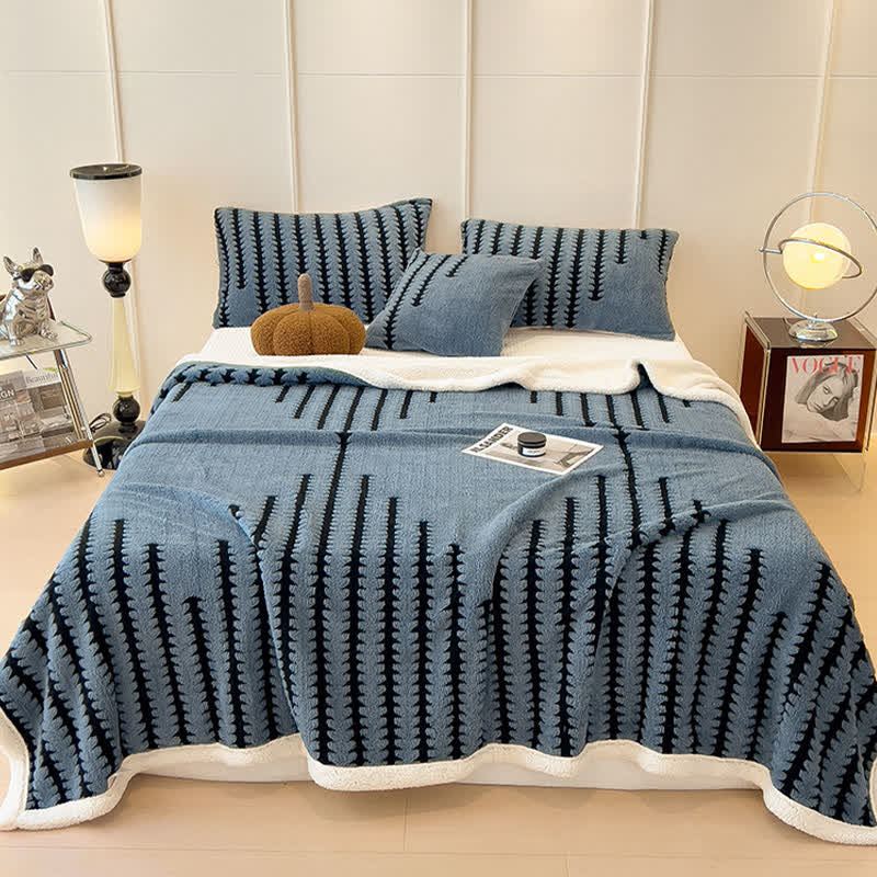 Geometric Print Jacquard Throw Blanket - Royal Blue - King - image 20