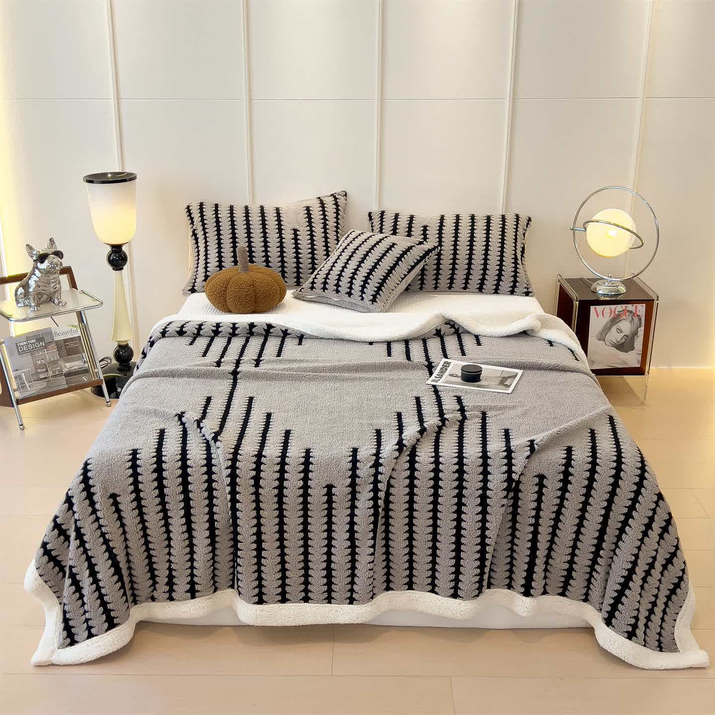 Geometric Print Jacquard Throw Blanket - Light Gray - King - image 1