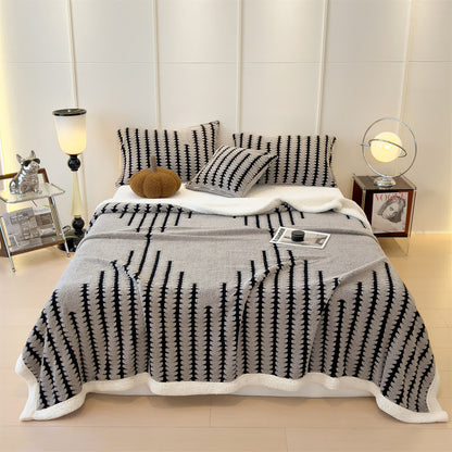 Geometric Print Jacquard Throw Blanket - Light Gray - King - image 1