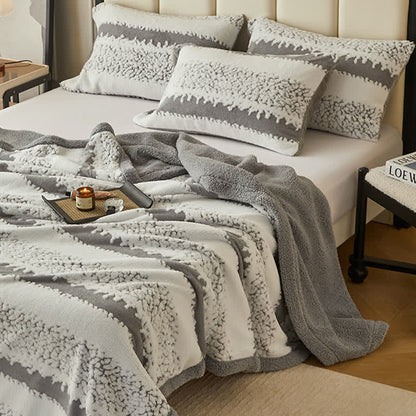  Double Layer Striped Print Sherpa Blanket - image 7