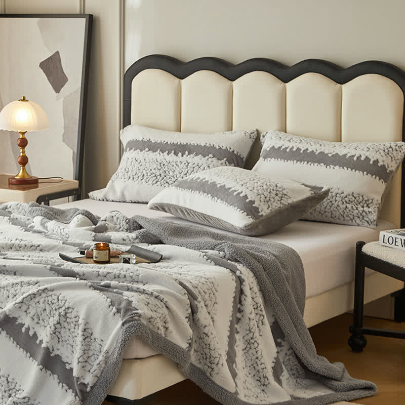  Double Layer Striped Print Sherpa Blanket - image 8