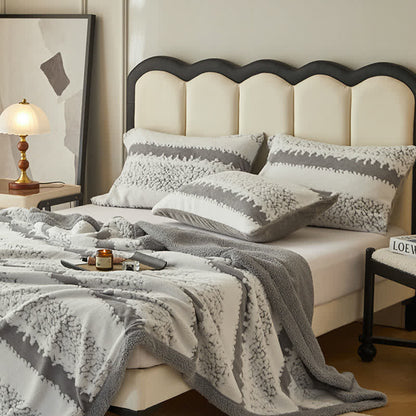  Double Layer Striped Print Sherpa Blanket - image 8