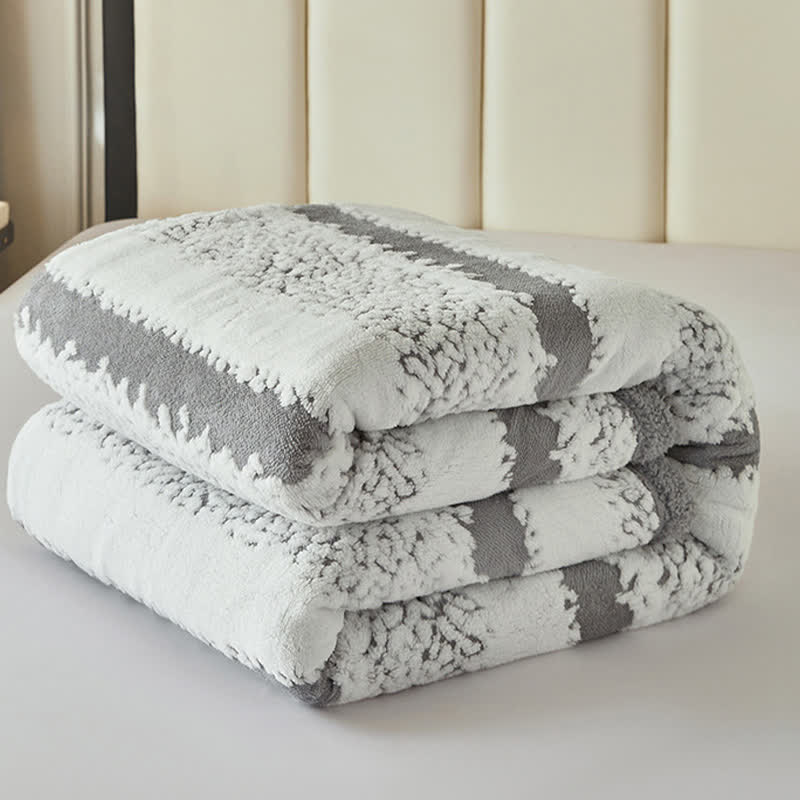  Double Layer Striped Print Sherpa Blanket - image 10