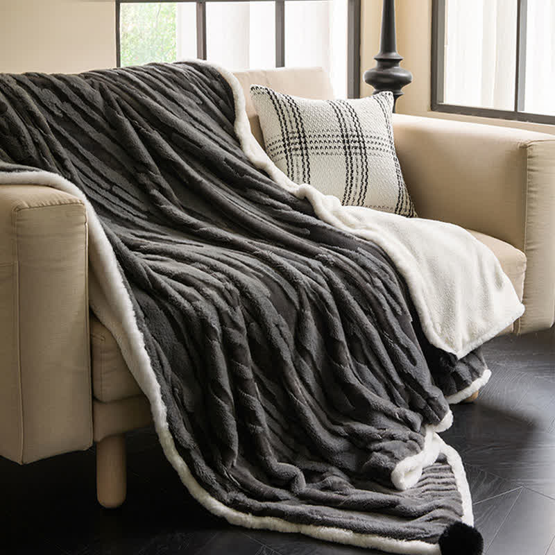 Textured Striped Jacquard Throw Blanket - image 4