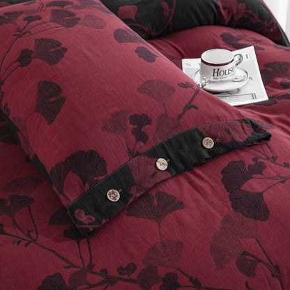 Ownkoti Button Ginkgo Leaf Cotton Gauze Bedding Set (4PCS) - image 29