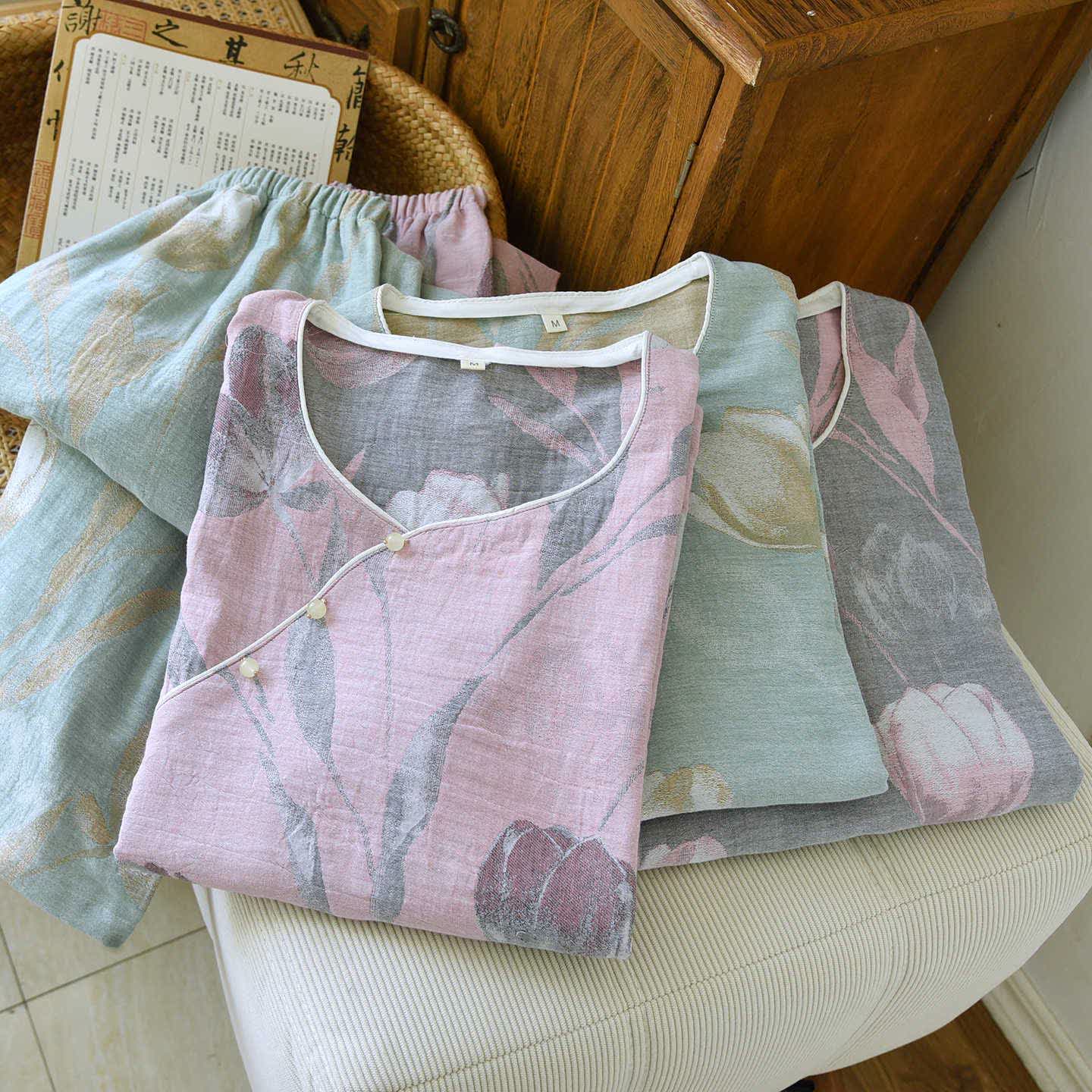 Tulip Cotton Gauze Jacquard Loungewear Set - image 3