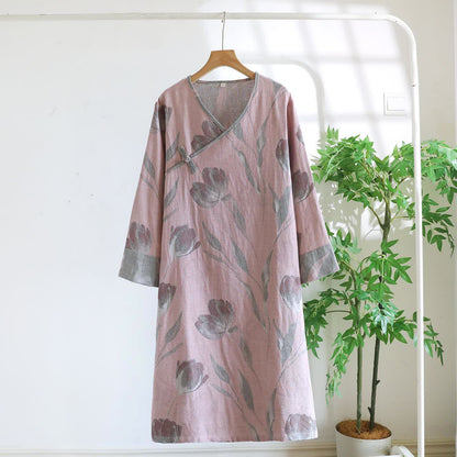 Tulip Natural Cotton Gauze Jacquard Nightdress - Pink - XL - image 6