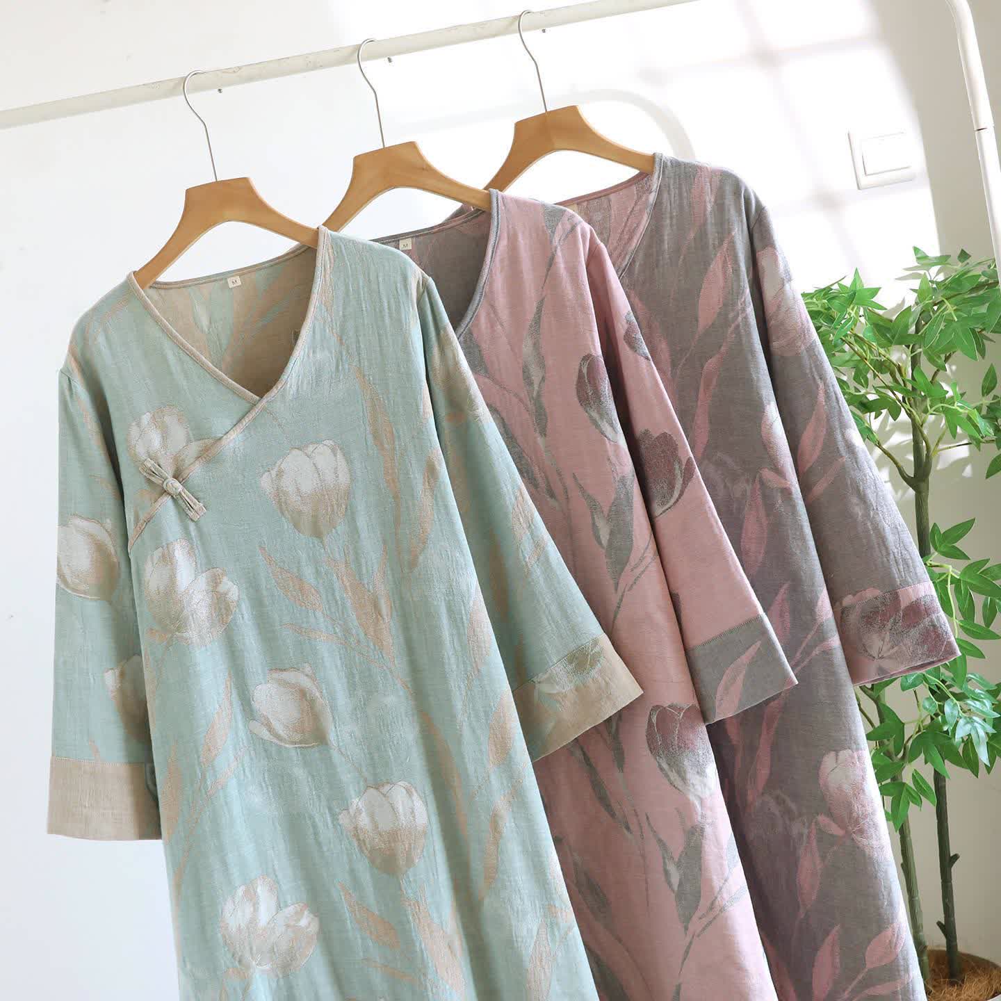 Tulip Natural Cotton Gauze Jacquard Nightdress - image 4