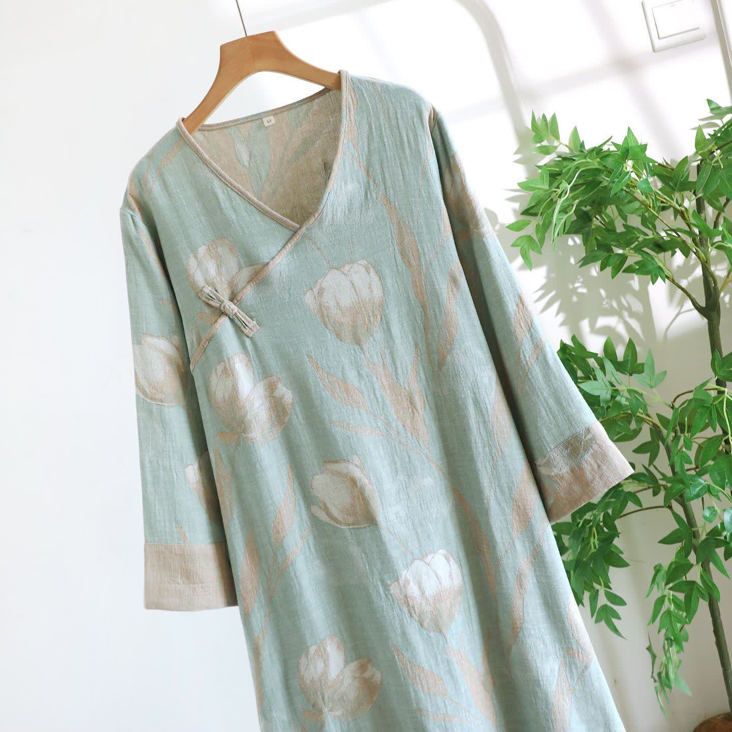 Tulip Natural Cotton Gauze Jacquard Nightdress - image 9