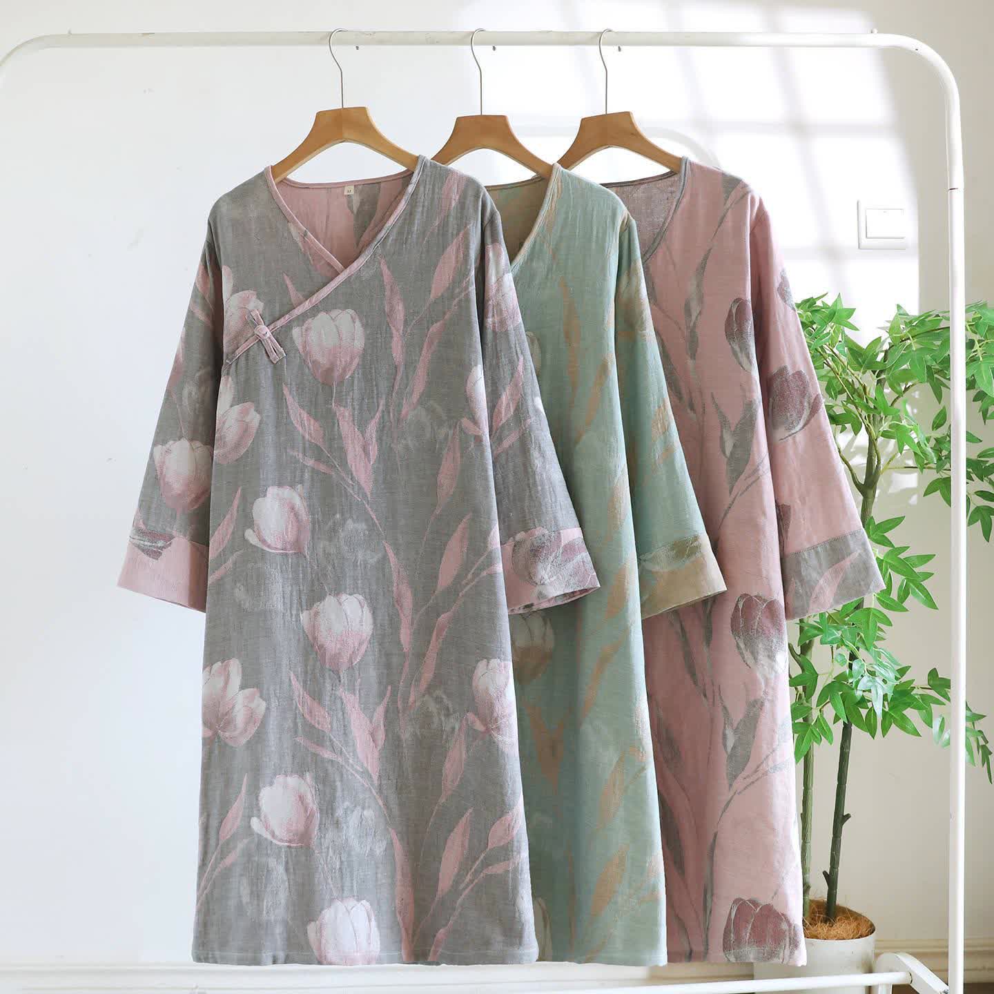 Tulip Natural Cotton Gauze Jacquard Nightdress - image 3