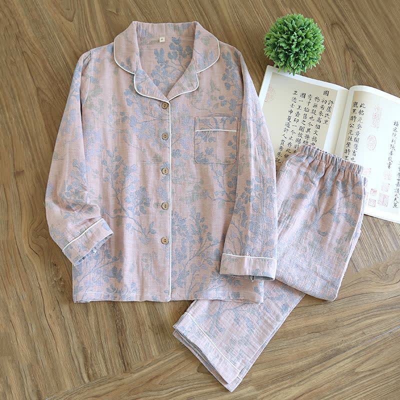Elegant Floral Organic Cotton Loungewear Set - Pink - XXL - image 17