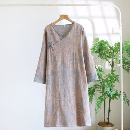 Elegant Floral Organic Cotton Nightdress - Pink - XL - image 13