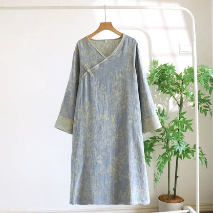 Elegant Floral Organic Cotton Nightdress - Green - XL - image 4