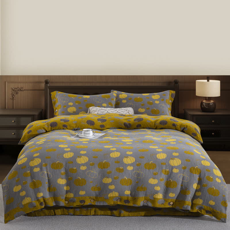 Button Pumpkin Cotton Gauze Bedding Set (4PCS) - King - image 1