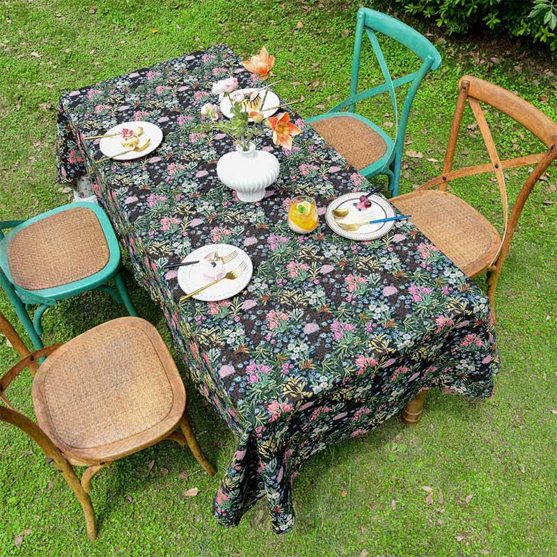 Retro Floral Branch Scalloped Edge Tablecloth - image 5