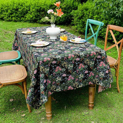 Retro Floral Branch Scalloped Edge Tablecloth - image 4