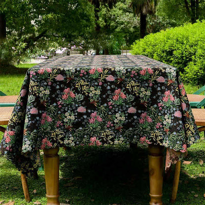 Retro Floral Branch Scalloped Edge Tablecloth - image 2