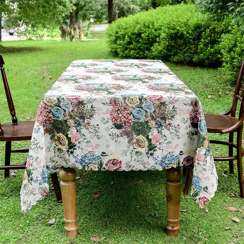 Colorful Rose Scalloped Edge Tablecloth - image 2