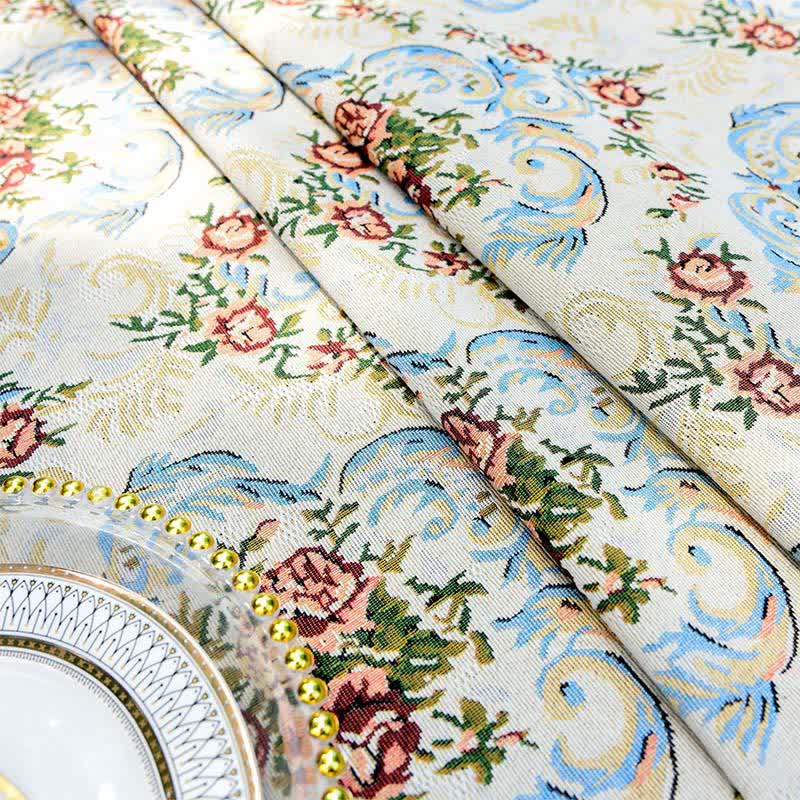 Elegant Floral Scalloped Edge Tablecloth - image 6