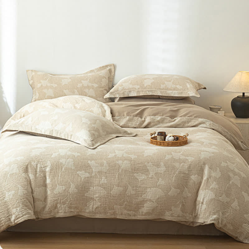 Ownkoti Ginkgo Jacquard Cotton Linen Bedding Set - image 1