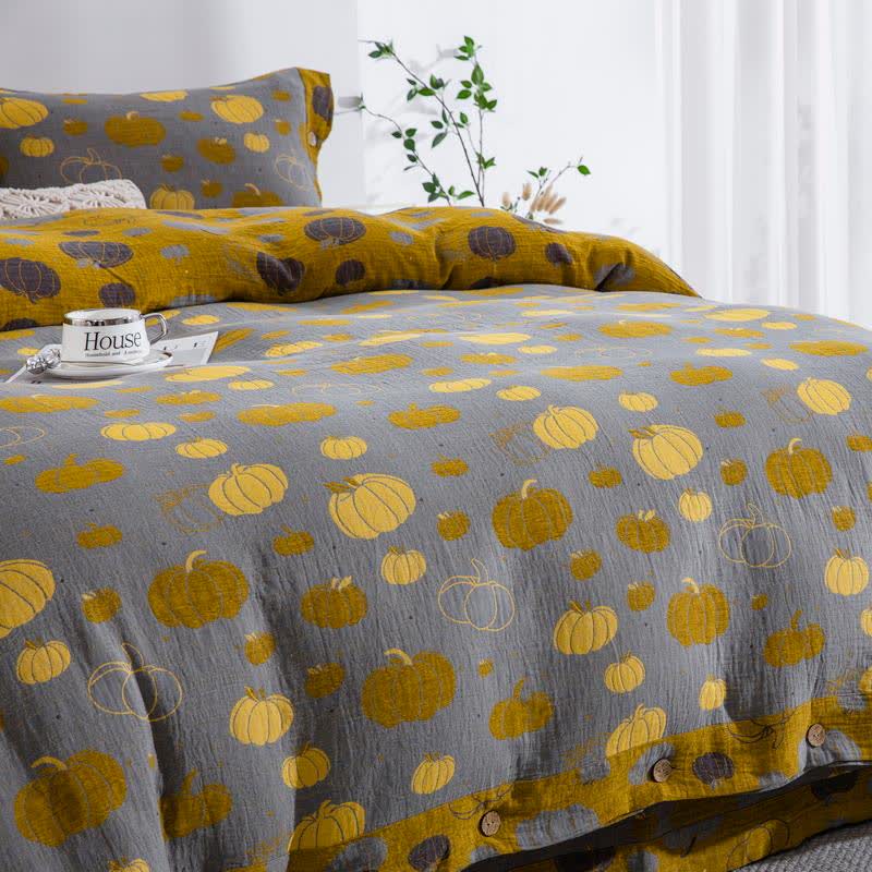 Button Pumpkin Cotton Gauze Bedding Set (4PCS) - image 3