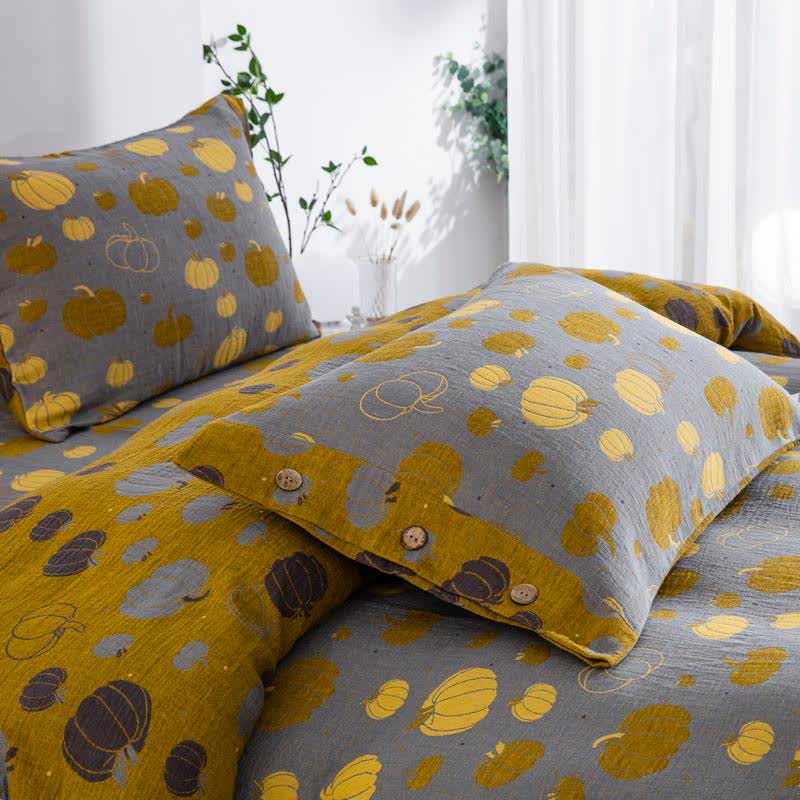 Button Pumpkin Cotton Gauze Bedding Set (4PCS) - image 4