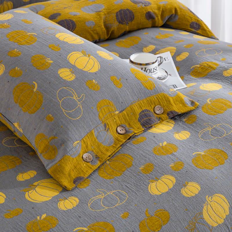 Button Pumpkin Cotton Gauze Bedding Set (4PCS) - image 5